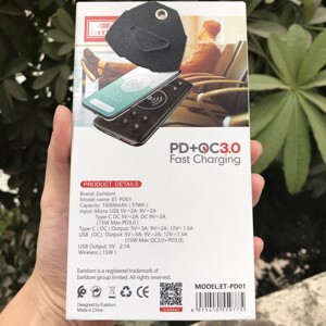 Sạc dự phòng Earldom PD-01 10000 mAh