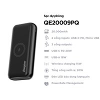 Sạc dự phòng Energizer 20,000mAh /3.7V Li-Polymer - QE20009PQBK