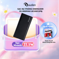 Sạc dự phòng Energizer 20,000mAh /3.7V Li-Polymer UE20012PQ, hỗ trợ sạc nhanh 20W  - Hàng chính hãng