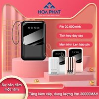 Sạc dự phòng HOA PHAT   20000mAh 10000mAh sạc nhanh pin mini dung lượng lớn có sẵn dây sạc nhiều điện thoại