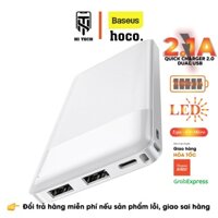 Sạc dự phòng HOCO CJ4PK-01, sạc nhanh 2.1A, 2 cổng kép USB và type-C, có đèn led báo tin, pin 10000mAh.