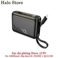 Sạc dự phòng HOCO J139 pin 10000mAh kèm dây sạc LN hỗ trợ sạc nhanh PD20W + QC22.5W.