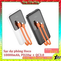 Sạc dự phòng kèm dây sạc Hoco J119 sạc nhanh PD20W + QC3.0, dung lượng 10000mAh, màn LED hiển thị