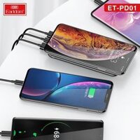 Sạc Dự Phòng Kèm Sạc Không Dây 10.000mAh có miếng hút chân không điện thoại có đèn LED báo %