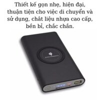 Sạc dự phòng không dây 10000 mAh QI , sạc nhiều thiết bị cùng lúc , có đèn led hiển thị