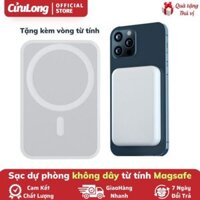 Sạc Dự Phòng Không Dây iPhone magsafe từ tính pin dự phòng cao cấp nhỏ gọn mang theo 5000mAh 10000mah tặng kèm vòng dán từ CuuLongstore