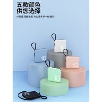 Sạc dự phòng mini cầm tay có cáp tích hợp, siêu mỏng, nhỏ gọn, dung lượng cao, cao cấp, thích hợp cho sử dụng trên máy bay