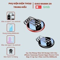Sạc Dự Phòng Mini Chính Hãng SD Design G03 tích hợp 4 cáp sạc + màn led Pin 6000mAh