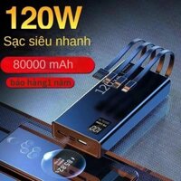 Sạc Dự Phòng Pin 120W 50000mah Tích Hợp 2 Dây sạc, sạc Siêu Nhanh, Pin Lithium, Bảo Hành 12 Tháng