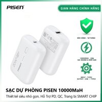 Sạc Dự Phòng Pisen 10000mAh 20W mini siêu nhỏ gọn ,Hỗ trợ QC 3.0 và PD 3.0, Trang bị Smart CHIP