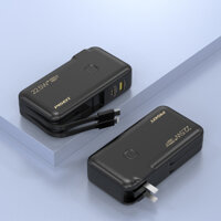 Sạc dự phòng PISEN 2 trong 1 có chân cắm, kèm dây cắm Type-C &amp; Light-ning - QUICK High Power Box 10000mAh - Hàng chính hãng - Màu Đen