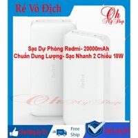 Sạc Dự Phòng Redmi Xiaomi 20000mAh - Chính Hãng - Hỗ Trợ Sạc Nhanh 18W- Tặng Kèm Cáp Sạc