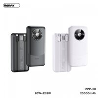Sạc dự phòng Remax rpp-38 20000mAh Sạc siêu nhanh 22,5w Tặng kèm 2 dây cáp sạc siêu nhanh Màn hình kỹ thuật số