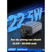 Sạc dự phòng sạc nhanh 22,5W - 30.000 mAh, sạc siêu nhanh, lõi dùng pin lithium ion 21700