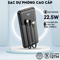 Sạc Dự Phòng Sạc Nhanh 22.5w Basefast SD30 Kèm 2 Cáp Sạc iP Và TypeC Có Màn Kỹ Thuật Số LED samsung