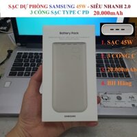 Sạc Dự Phòng Samsung 45W Chính Hãng, 20.000mAh EB-P4520, 3 Cổng Sạc PD Type C, Sạc Siêu Nhanh 2.0