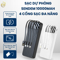 Sạc dự phòng Sendem P700 10000mAh - Tích hợp 4 Dây Sạc Đa Năng, Mặt Led Hiển Thị Phần Trăm Pin