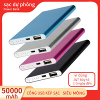 Sạc Dự Phòng siêu mỏng 50000 mAh  mini sạc một lần dùng một tuần nhỏ gọn tiện lợi kiểu dáng vuông cầm theo