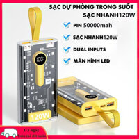 Sạc Dự Phòng sự 80000mah, 50000mAH Tích Hợp 4 Dây Sạc, Sạc Siêu Nhanh, Pin Lithium 120W LED