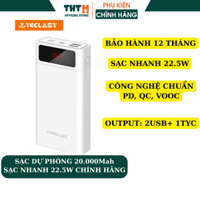 Sạc dự phòng TECLAST T200A PRO 20000mAh 22,5W Sạc siêu nhanh - Dung lượng chuẩn Bh 12 tháng