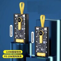 Sạc Dự Phòng Trong Suốt 20000 mAh Với Cổng Sạc Nhanh 22,5w PD 66W Kèm 4 Đầu Sạc Màn Hình Ô LED Trong Suốt, Có Đèn Led