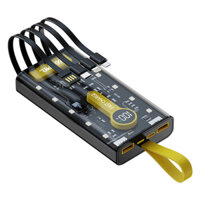 Sạc dự phòng trong suốt Power bank 20000mah với 4 cổng sạc nhanh 25W và PD 120W, pin dự phòng sẵn 4 đầu dây cực bền