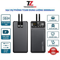 Sạc dự phòng TZ100 30000mah  pin dự phòng màn hình Led tích hợp tích hợp 2 đầu sạc tiện dụng