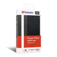 Sạc dự phòng Verbatim 10,000 mAh  2.5A  2xUSB 1xMicro USB- Hàng Chính Hãng - Đen