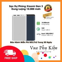 Sạc dự phòng Xiaomi gen 3 20000mAh/10000mAh, Redmi cổng USB, type C Fast Charge Power Bank