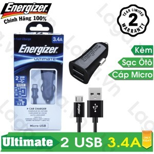 Sạc Energizer UL MicroUSB 3.4A DCA2CUMC3