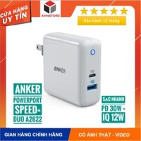 Sạc hai cổng Anker Powerport Speed+ Duo A2628 36W dùng cho SS IP 6 7 X 11 12 13 Pro Max Plus