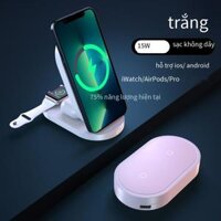 Sạc không dây 3 trong 1 giá rẻ nhất cho apple watch sạc sạc không dây gấp 3 trong 1 - Sạc Không Dây 3 trong 1 WS47 Trắng Trắng 15W