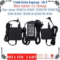 Sạc laptop Asus S56CA S56C S56CM S56CB S56 K56C K56CA K56CM K56- Sạc Asus 19v-2.37A/3.42A-45W/65W vuông, chữ nhật