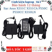 Sạc laptop Asus X551C X551CA P550C P550CC X550LN-Sạc Asus 19v-2.37A/3.42A-45W/65W vuông, chữ nhật chân thường(5.5*2.5mm)