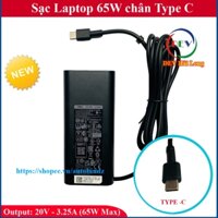 Sạc laptop chân USB type C 20V - 3.25A , 65W cho Laptop LENOVO / ASUS / DELL bảo hành đổi mới