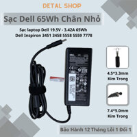 Sạc Laptop Dell 65W 19.5V 3.34A Đầu Kim Nhỏ Dùng Cho Dell Inspiron 13 14 15 3451 3458 5558 5559 7778 Sạc Dell Zin Bh 12T