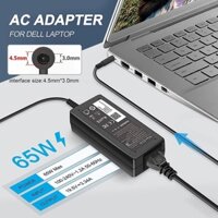 Sạc laptop Dell 65W 4.5mm AC Adapter AC Adapter with EURO power cord ( 450-AIOP- chính hãng Dell)