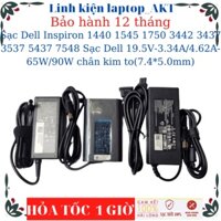 Sạc laptop Dell Inspiron 1440 1545 1750 3442 3437 3537 5437 7548 Sạc Dell 19.5V-3.34A/4.62A-65W/90W chân kim to(7.4*5.0m