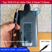 Sạc Laptop Dell Oval 65W - 19.5V - 3.34A - Đầu kim nhỏ 4.5*3.0mm DELL XPS 13 9360 9350 9343 9333 9365 (Dell Ovan 65w)