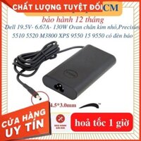 Sạc Laptop Dell Precision 5520 5510 M3800 Dell XPS 9550 15-9550 có đèn báo-Sạc Dell 19.5V- 6.67A-130W Ovan chân kim nhỏ