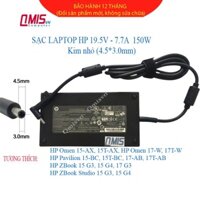 Sạc laptop HP 19.5V-7.7A 150W Slim (Kim nhỏ), HP ZBook 15 G3, 15 G4, 17 G3, HP ZBook Studio 15 G3, 15 G4 - BẢO HÀNH 12T