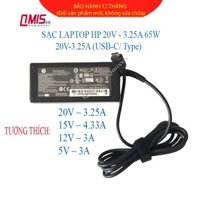 Sạc laptop HP 20V-3.25A (USB-C), 5V-2A, 12V-3A, 5V-3A, HP Pavilion X2 12-b010nr, 12-b012ca, 12-b017ca, 12-b020nr