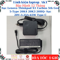 Sạc Laptop Lenovo Thinkpad X1 Carbon 5th Gen 5-Type 20K4 20K3 20HQ- Sạc Lenovo 20V-3.25A-65W Type C