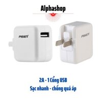 [SẠC NHANH - 1 CỔNG] Cốc Sạc Điện Thoại Iphone Ipad Android, Bền, Sạc Nhanh, PISEN, 1 Cổng USB, ALPHASHOP