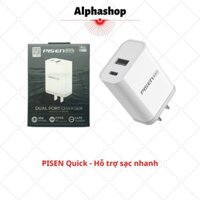 [SẠC NHANH - 2 CỔNG] Cốc Sạc Điện Thoại Iphone Ipad Android, Bền, Sạc Nhanh, 2 Cổng, PISEN, ALPHASHOP