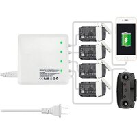 Sạc nhanh 6 Bộ sạc đầu ra cho pin DJI Spark và điều khiển từ xa với 2 cổng USB và 4 bộ điều hợp Sạc sạc