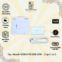 Sạc nhanh 65w 3 Cổng P6308, Sạc siêu nhanh 2.0 cho Samsung 45W tặng cáp 100W, 2cổng C 65W+1USB A 18W