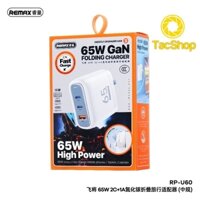 Sạc Nhanh 65W Remax RP-U60 2 cổng TYPE-C và 1 cổng USB-A hỗ trợ sạc nhanh GAN cho laptop, máy tính bảng, điện thoại