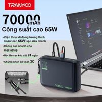 Sạc nhanh 70000mAh Power Bank L7 65W với cáp sạc nhanh tích hợp, màn hình kỹ thuật số, nhiều cổng sạc, tương thích với điện thoại, máy tính xách tay và máy Mac