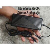 Sạc Nhanh Adapter 21V 3A Drama, chân tròn 5,5x2,5mm Cho Pin 20 cell 5s4p, Có Quạt Tản Nhiệt.2 cổng sạc